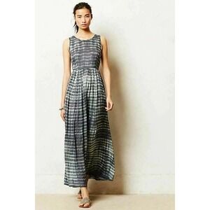 Anthropologie Shibori Maxi Dress Neuw Tie Dye Medium Grey Boho Festival Cut-Out